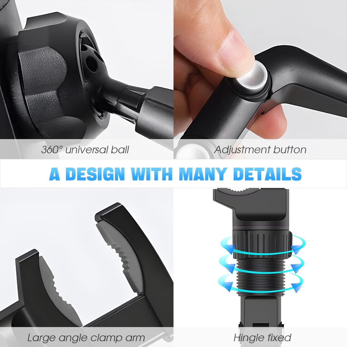 Rearview Mirror Phone Holder, 360&deg; Rotatable and Retractable Car Phone Mount, Multifunctional Rear View Mirror Holder for All Cars, Adjustable Cell Phone Holder for All Smartphones image number 1