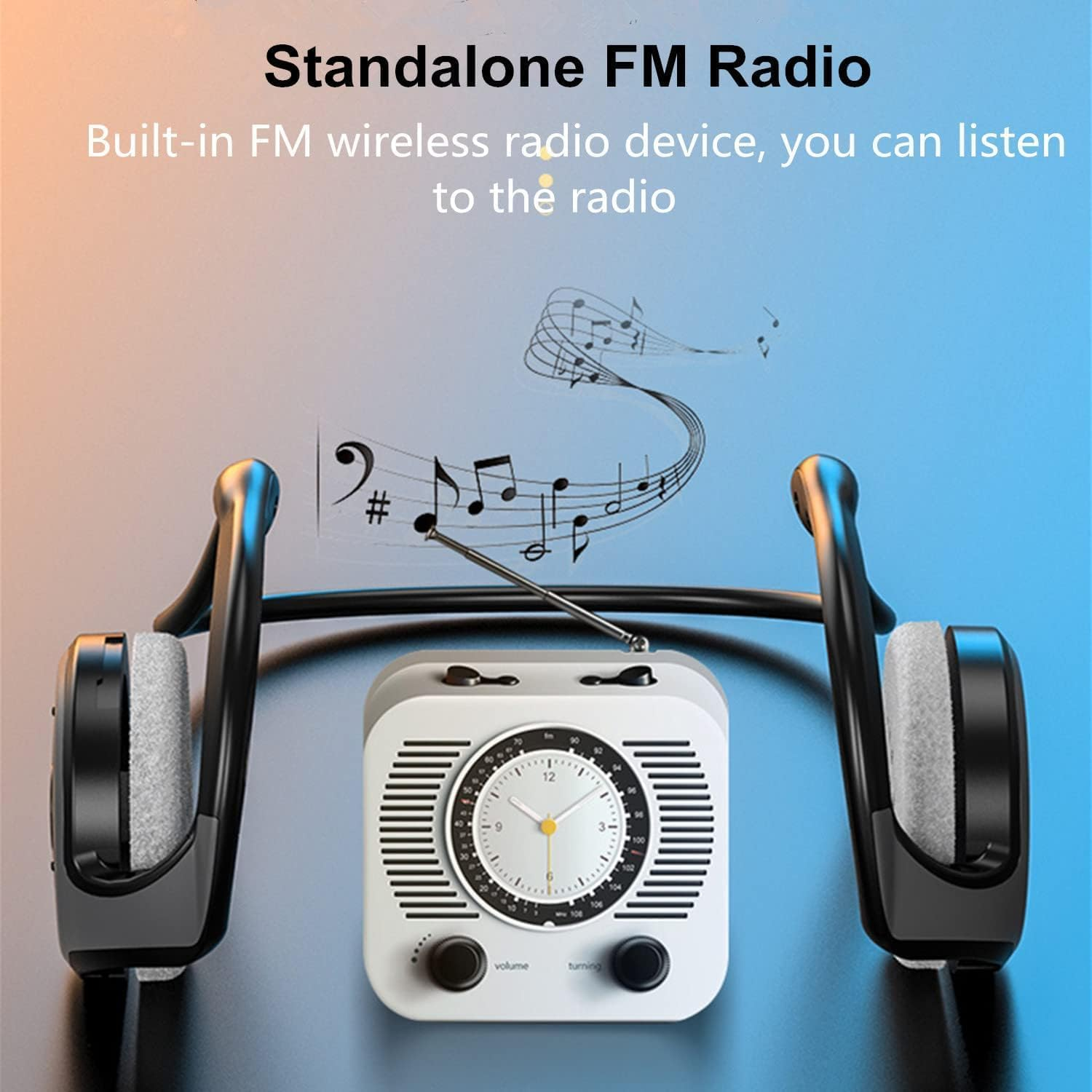 XUJAIOLQP Sports Bluetooth Headphones, Bluetooth 5.0 Over-Ear Headphones, Support TF Card and FM Radio, CVC8.0 Noise Canceling Earset 12 Hours Playtime for Running, Bicycling, Gym image number 6