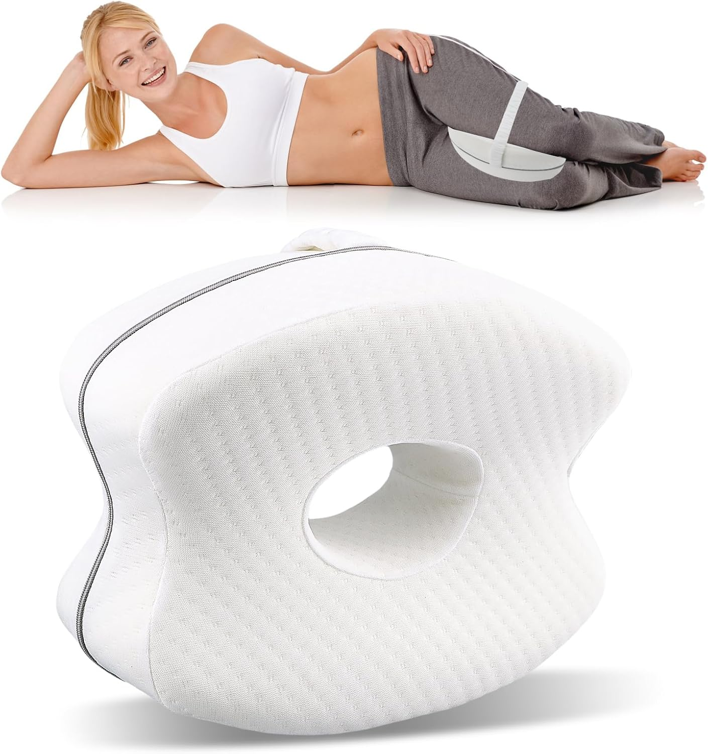Knee Pillow, Ergonomic Side Sleeper Pillow Memory Foam Knee Pillow Orthopaedic for Leg, Knees, Hip Back and Pregnancy Support, Removable and Washable image number 1