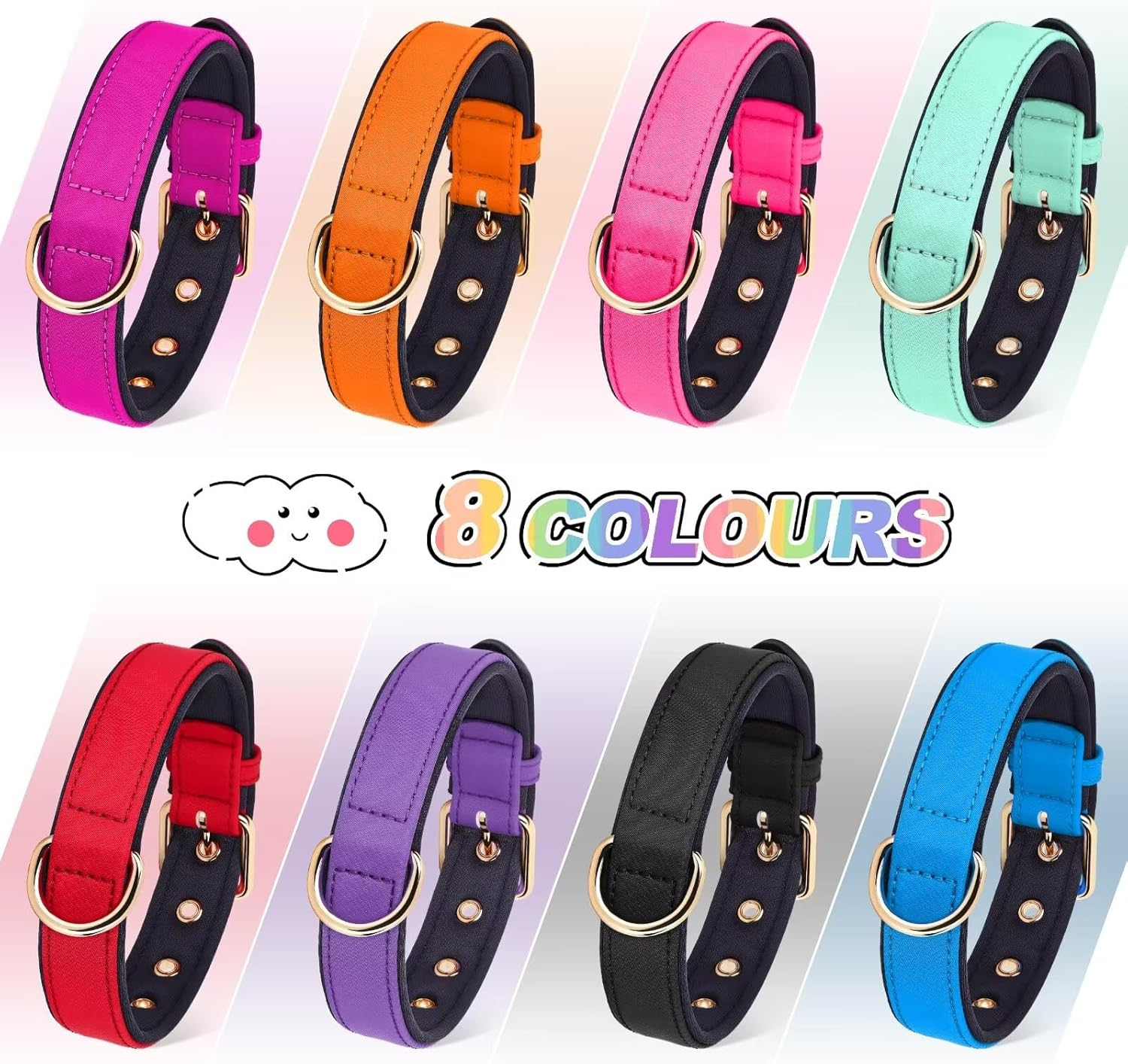 Didog Dog Collar, Waterproof Soft Padded Strong Small Dog Collars with Metal Buckle, Lightweight and Breathable Dog Collars for Small Dogs, Pink, S image number 4