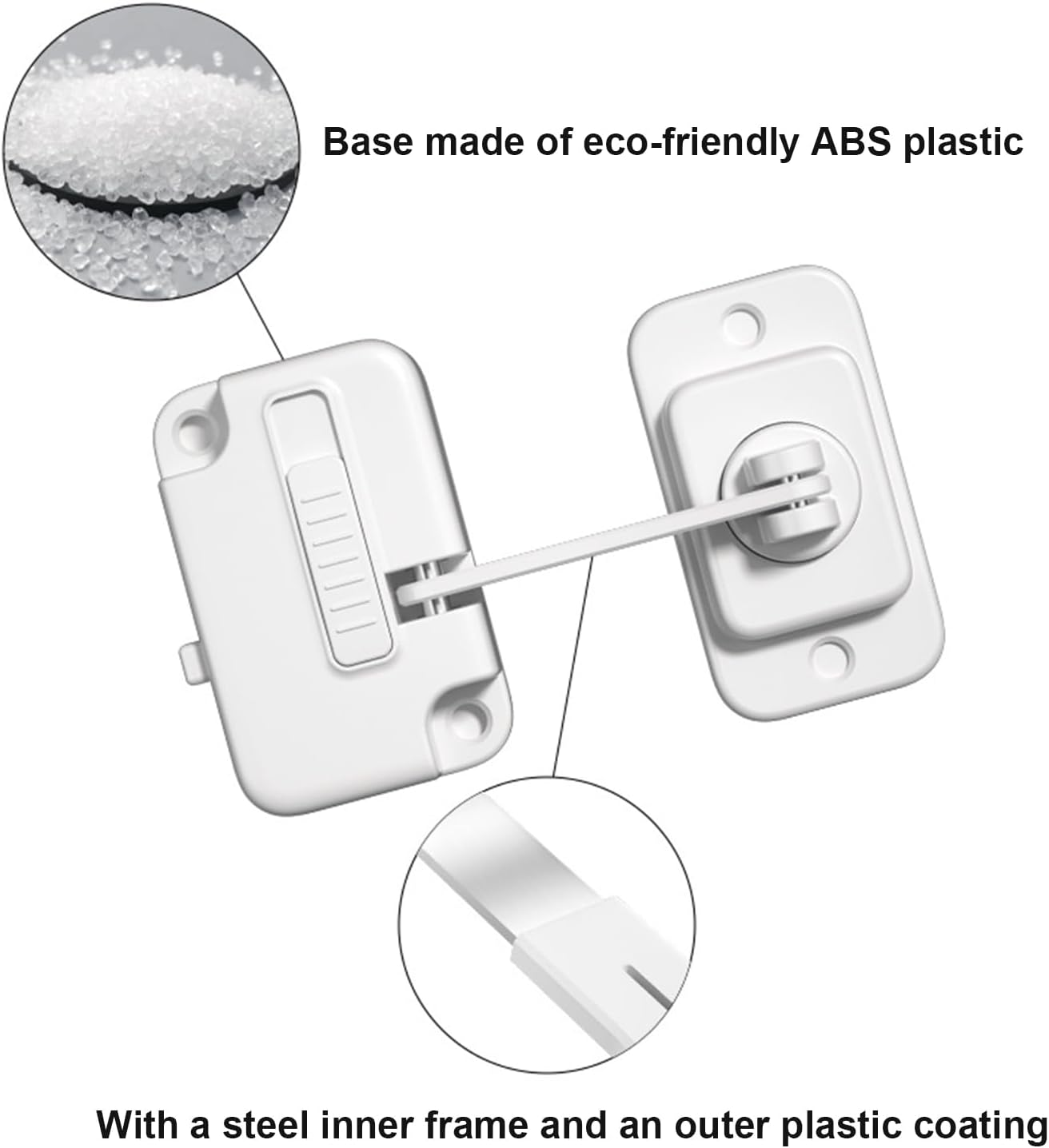 Refrigerator Lock, 2 Pack, Press & Slide Baby Proof Locks with Adhesive & Screws for Fridge Oven Window Cabinet image number 1