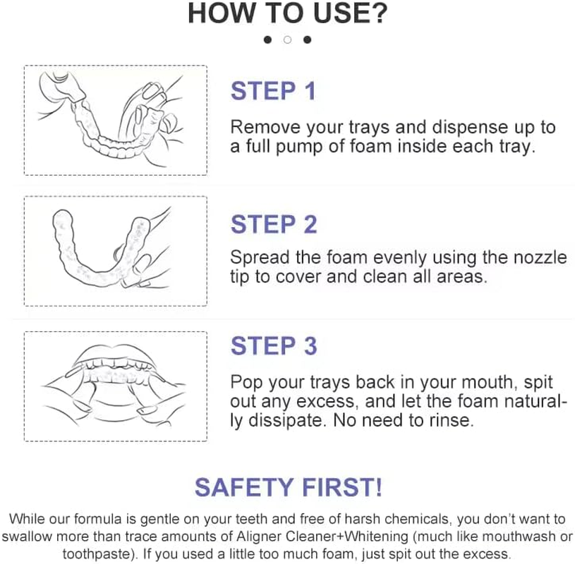 Smilefind Whitening Aligner & Retainer Foam - Antibacterial, Fresh Breath Cleaning for Clear Aligners, Dentures & Mouth Guards