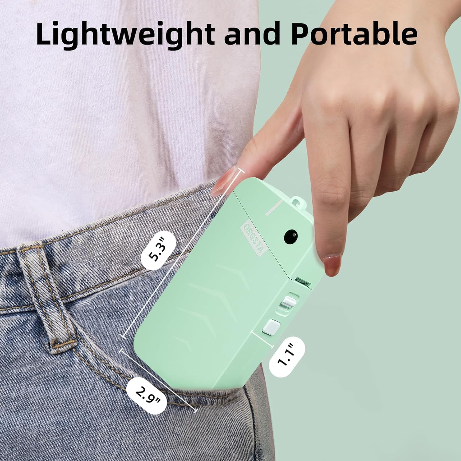 ORGSTA S001 Label Printer Bluetooth Portable Mini Label Printer Self-Adhesive Labelling Device for Home, Office, School, Compatible with Ios & Android (Green image number 6