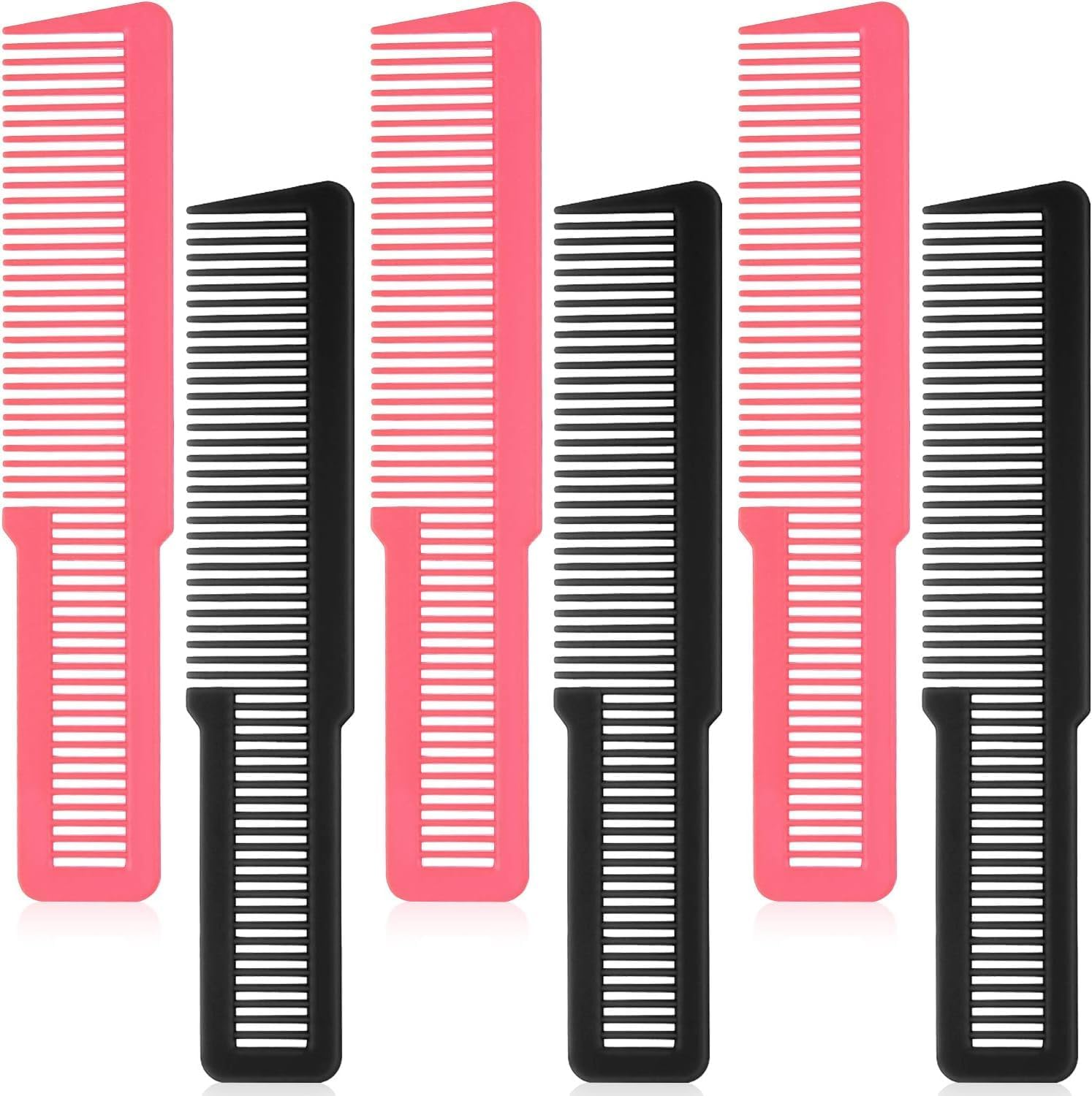 6 Pcs Hair Cutting Comb Professional Styling Comb Barber Styling Hair Comb Clipper Cutting Comb for Stylists and Barbers (Black, Pink) image number 6
