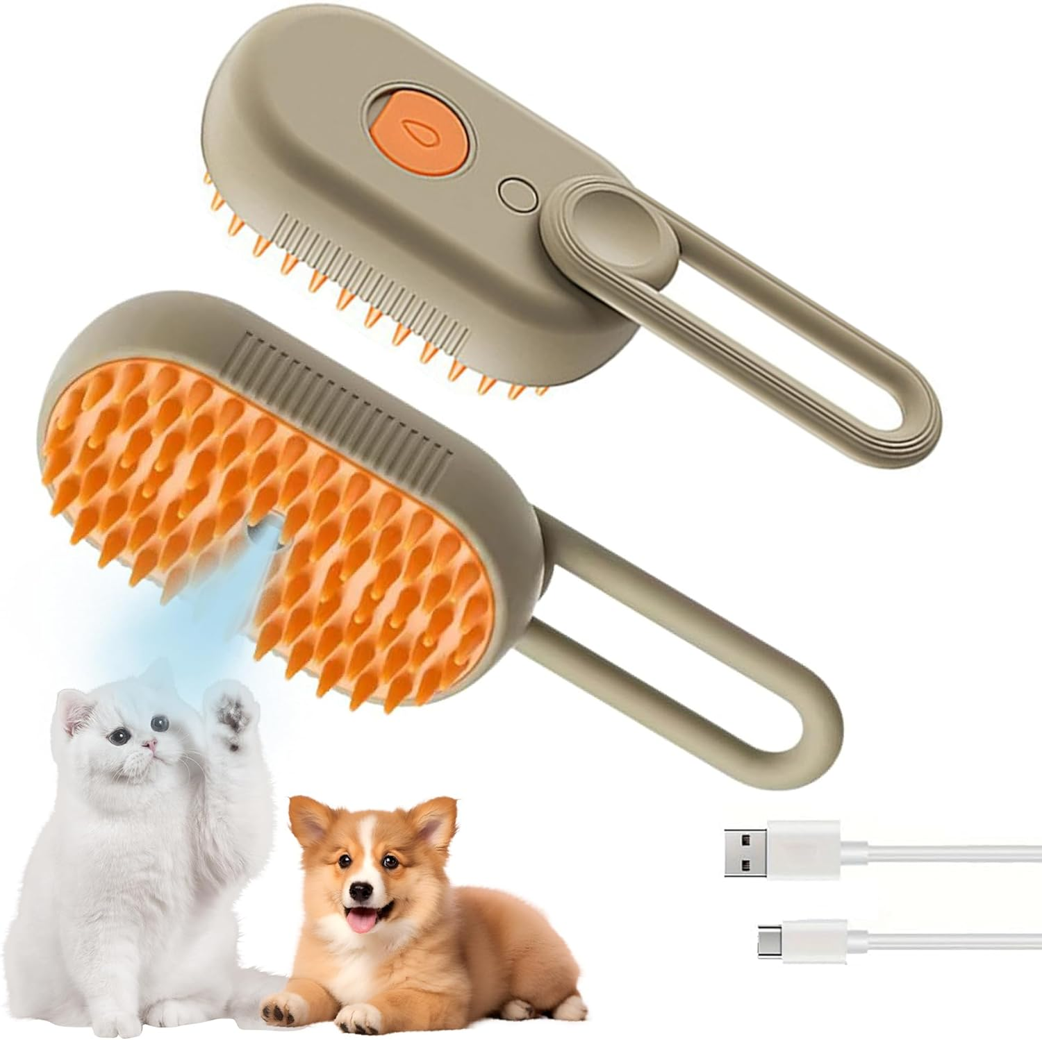 Cloud Care Cat Steam Brush - Self Cleaning Spritz Defur Comb Grooming Brush for Long & Short Hair of Cats & Dogs