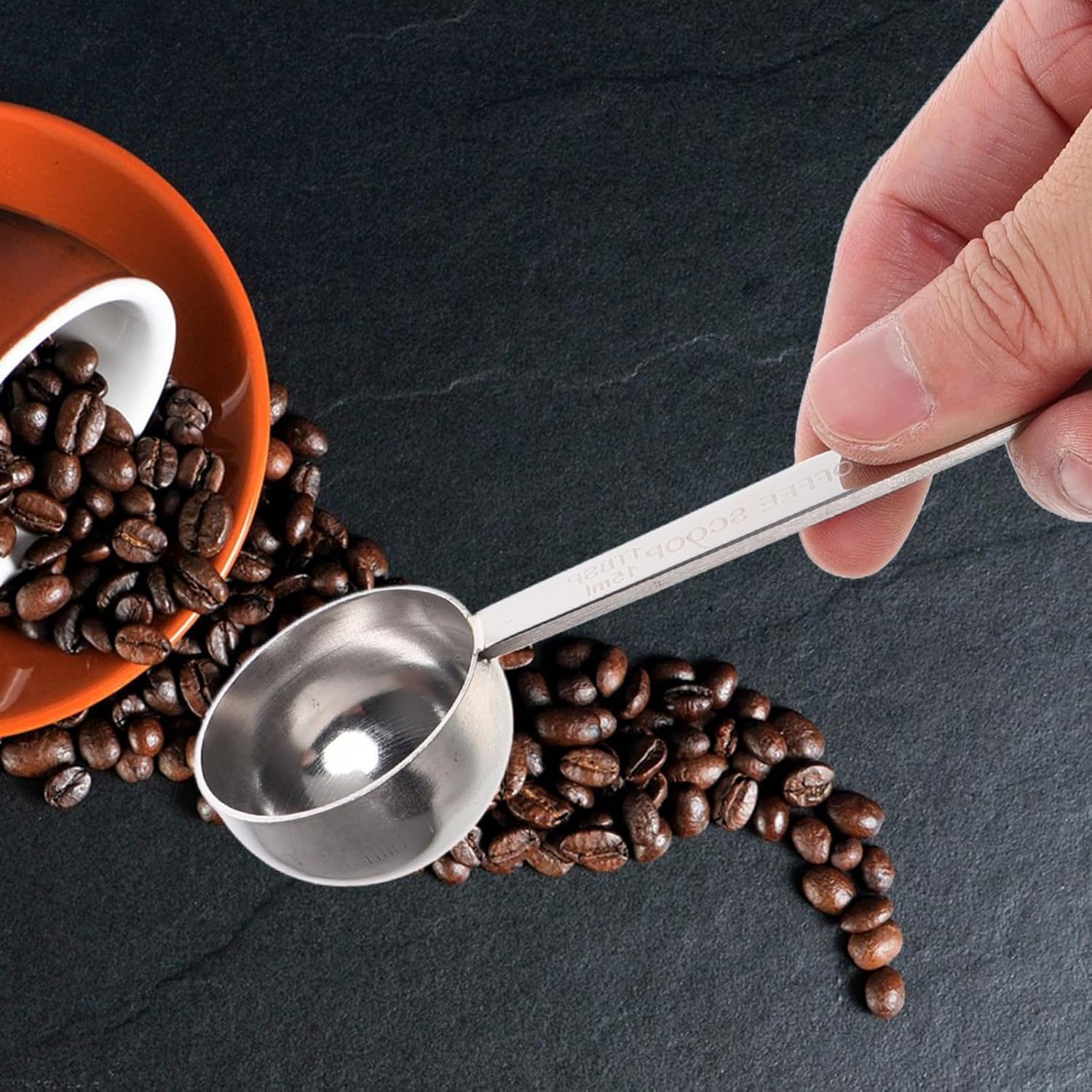 Ipetboom Stainless Steel Long Handle Coffee Measuring Scoop Teaware Spoon for Kitchen Use Heat-Resistant Coffee Powder Milk Tea Scoop image number 4