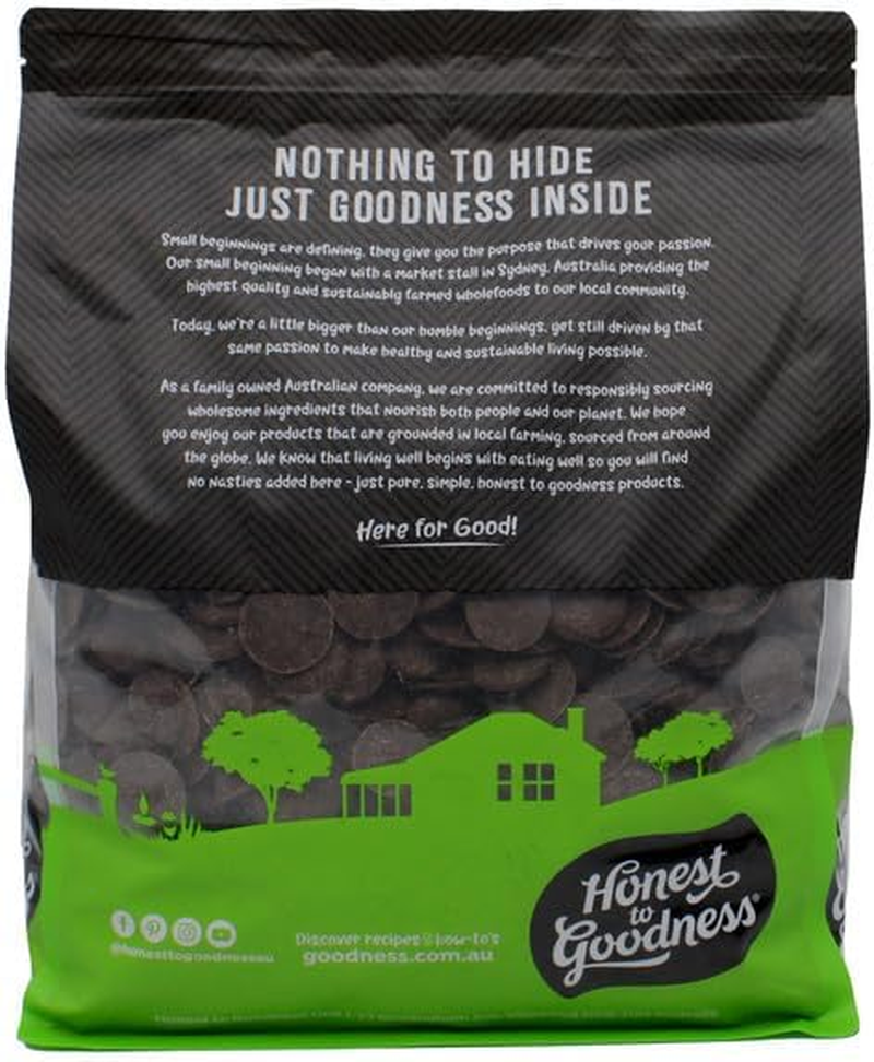 Honest to Goodness, Organic Dark Chocolate Buttons, 5KG - Enjoy the Rich Smooth Flavour and Aroma of 70% Organic Cacao. Ideal for Quick Melting. Dairy-Free, Vegan. image number 1
