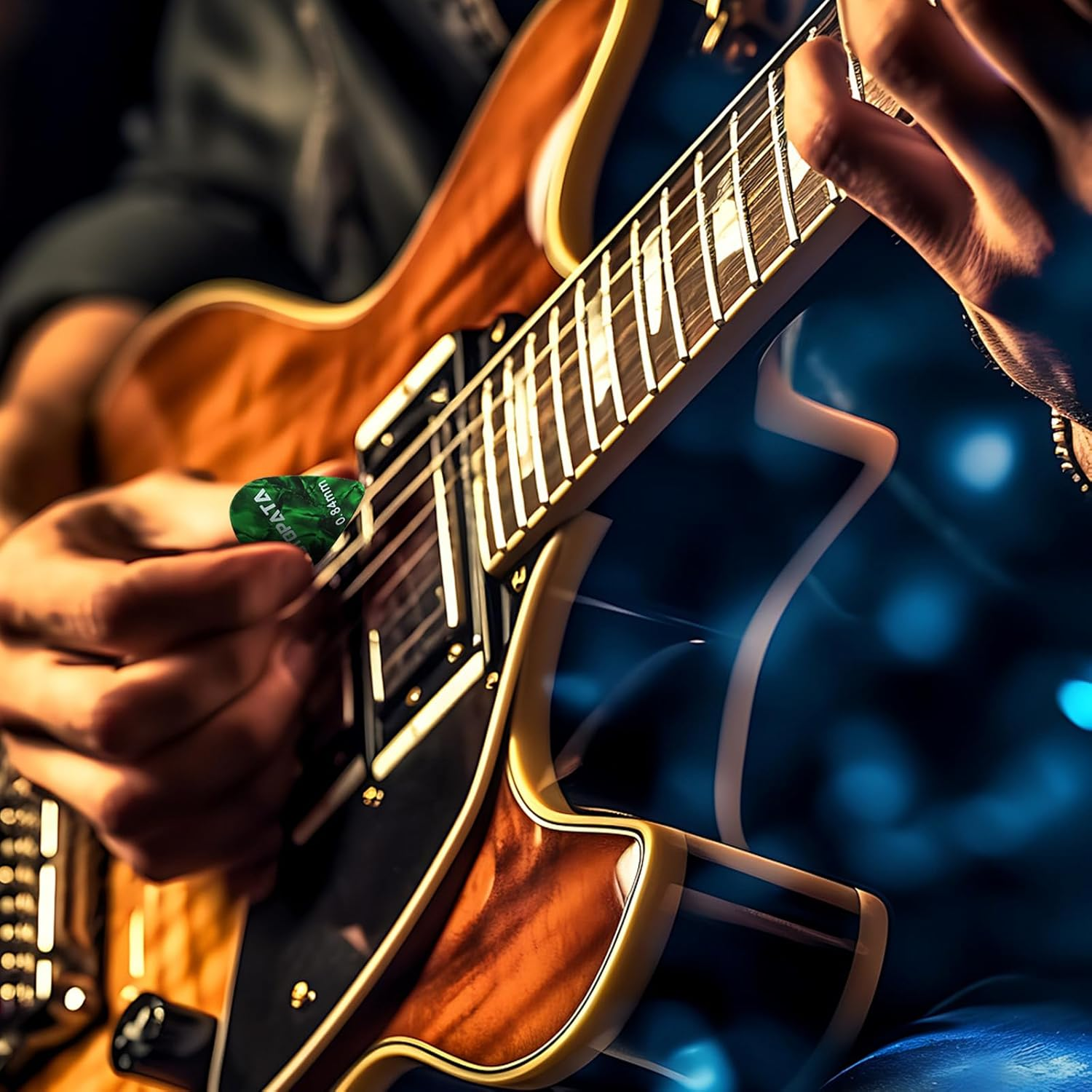 18 Pack Celluloid Guitar Picks with Organizer Storage Box & Holder Case,0.5 0.57 0.75 0.84 1.0 1.2 Mm Six Timbres and Touch Thicknesses & Variety Colorful Plectrums for Bass Electric Acoustic Ukulele image number 6