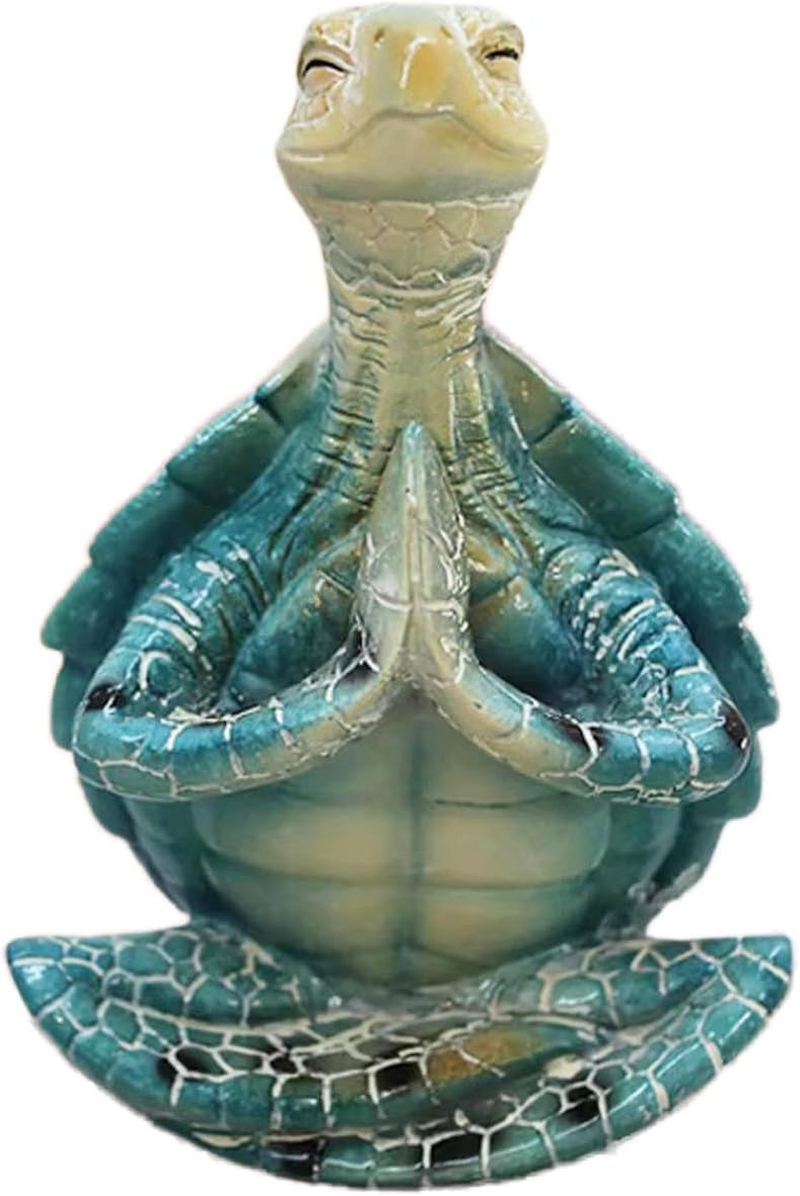 Sea Turtle Meditation Yoga Decor, Meditating Coastal Beach Decorations, Zen Yoga Resin Statue for Home Office Ornaments (Sit in Meditation)