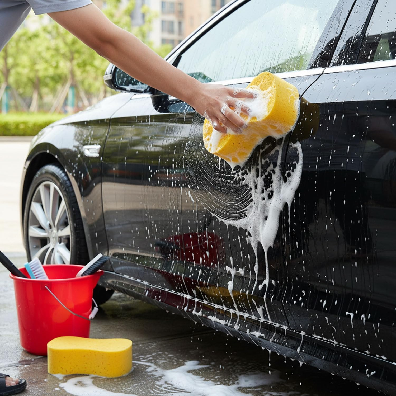 Jumbo Sponges,2 Pack Car Sponges,Washing Windows and anti Scratch Technology,Perfect for Wheels, Windscreen & Bodywork for Car Cleaning (2PCS Yellow)