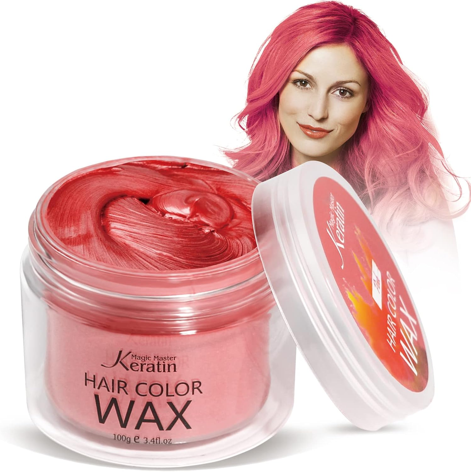 Temporary Hair Color for Kids, Magic Master Keratin Hair Wax Color Dye for Dark Hair Instant Colored Hair Gel Hairstyle Wax Cream Mud Pomade 3.4 Oz Girl Gifts, Party, Cosplay & Halloween (Red) image number 5