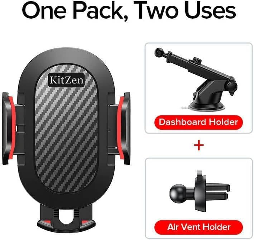 Kitzen Car Phone Holder 4 in 1 Mobile Mount with Cup Holders & Hook Clip for Windshield, Dashboard & Air Vent with 360 Degree Adjustable Strong Arm, Compatible with Iphone, Samsung & Other Devices image number 4