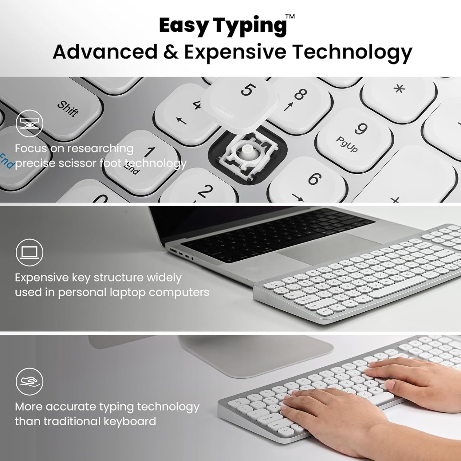 Wireless Keyboard Mouse Combo, Cimetech Compact Full Size Wireless Keyboard and Mouse Set Less Noise Keys 2.4G Ultra-Thin Sleek Design for Windows, Computer, PC, Notebook, Laptop - Blue image number 6