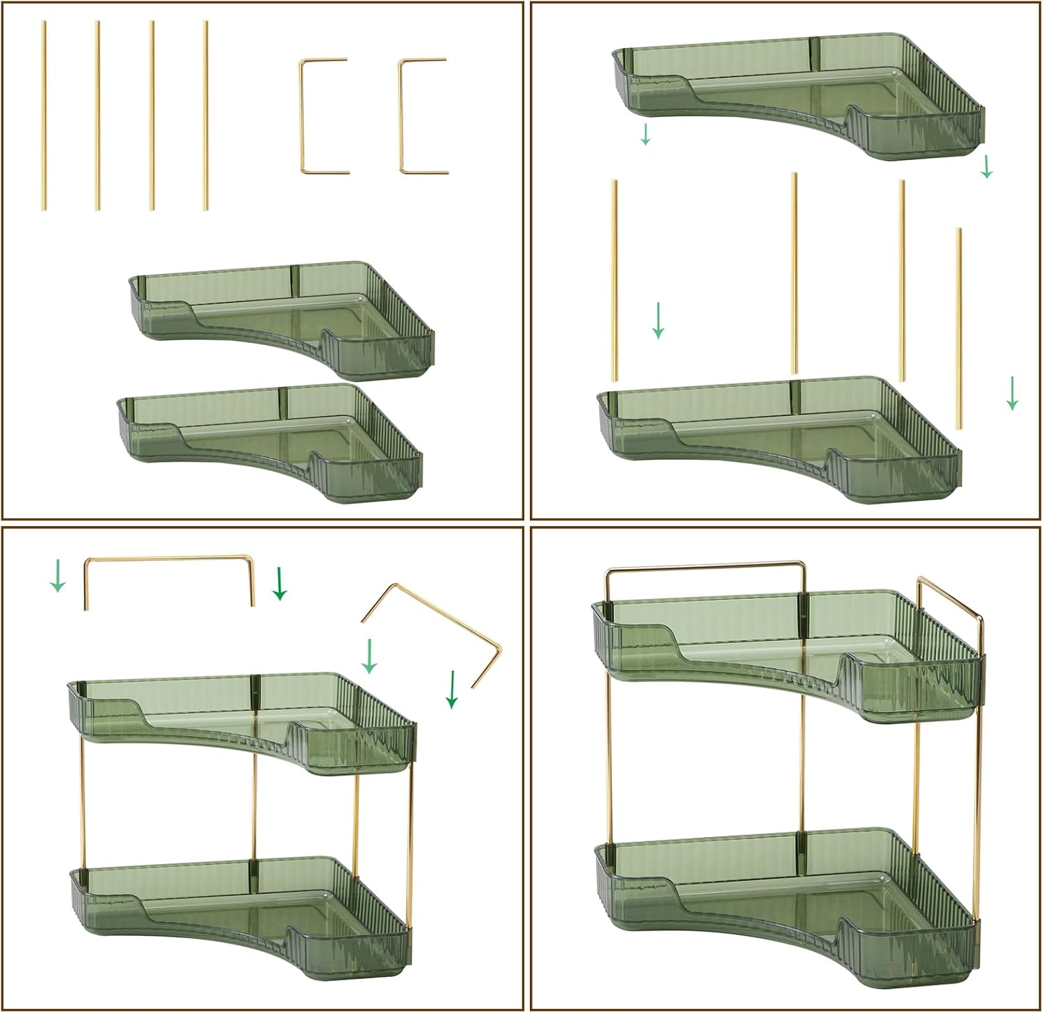 Shuangqing Shuang Qing 2-Tier Corner Bathroom Counter Organizer, Countertop Perfume Tray and Vanity Makeup Cosmetic Storage, Storage Organizers for Bathroom, Kitchen, Dresser (Green) image number 5