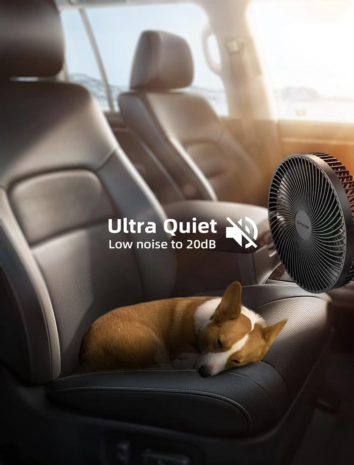 12/24V Car Cooling Fan for Backseat, 8.5 Inch, Cigarette Lighter Plug for Vehicles, RV, Suv,Truck, Reatseat Air Fan, Stepless Control, Powerful Wind,Usb Powered, 5.9 Ft Cord, Quiet Cooling Fan image number 2