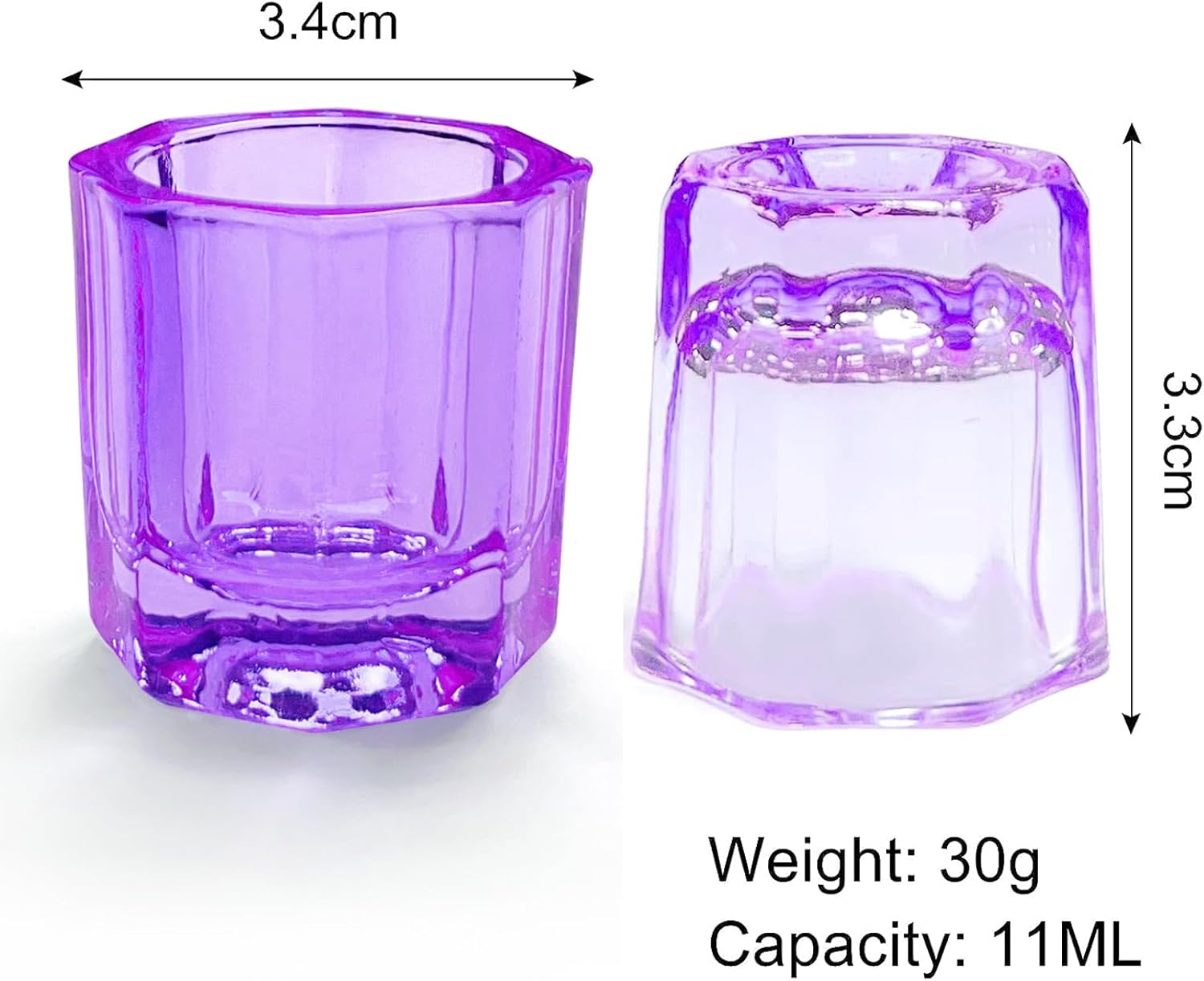 2 Pack Dappen Dish Cups for Nail Art Acrylic Liquid, Glass Nail Monomer Liquid Bowl Dampen Dish Acrylic Powder Holder, Acrylic Glass Jar for Nails (Hj-Napb055-Purple-2Pcs) image number 2