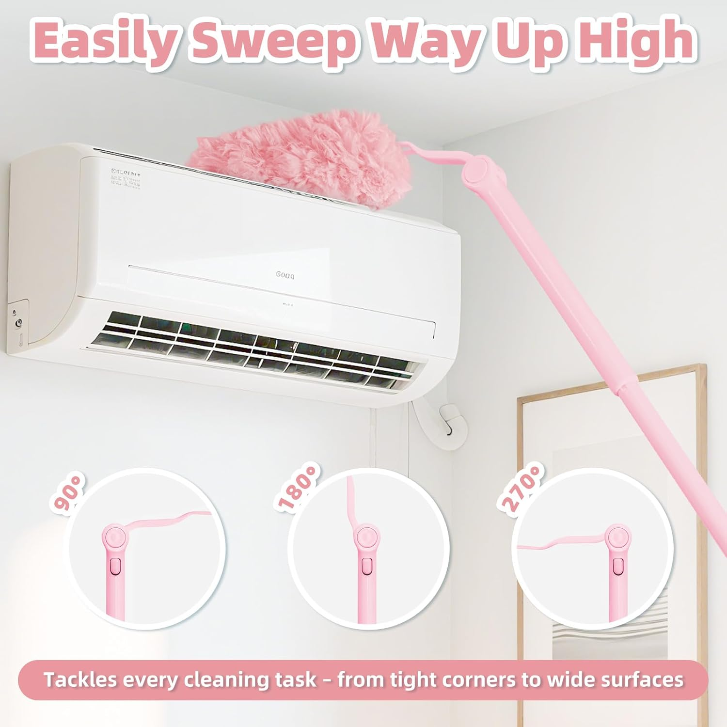 Nicemiya Pack of 37 Duster Compatible with Swiffer Dust Magnet Refill Pack 360&deg; Duster, for Cleaning Pet Hair, Dust Dirt (35 Cloths + 2 Handles, Pink) image number 5