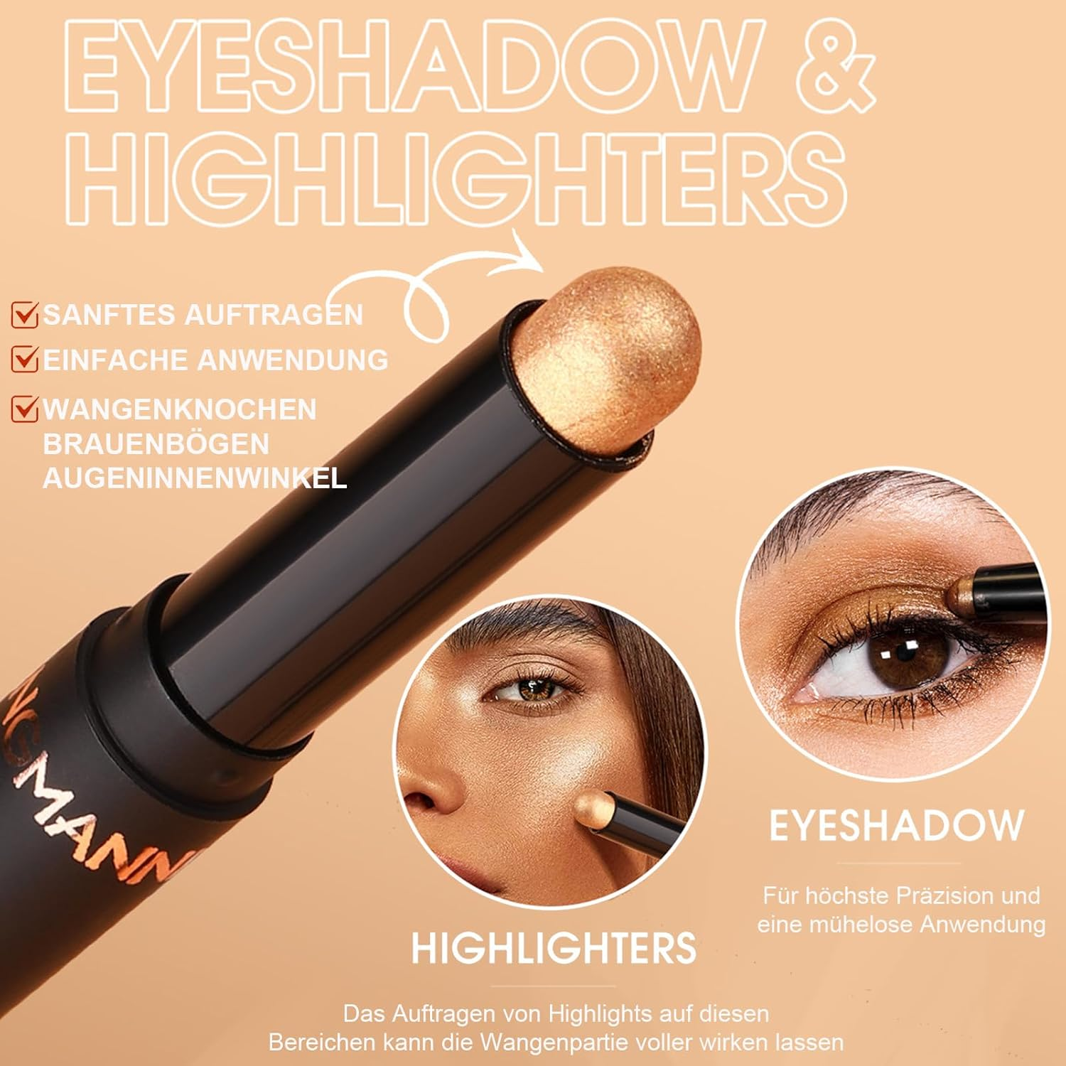 Eyeshadow Stick, Matte Eyeshadow Stick Set, Highly Pigmented Glitter Shimmer Eye Shadow Pencil, Soft Creamy Glitter Eye Makeup Pen Nude image number 5