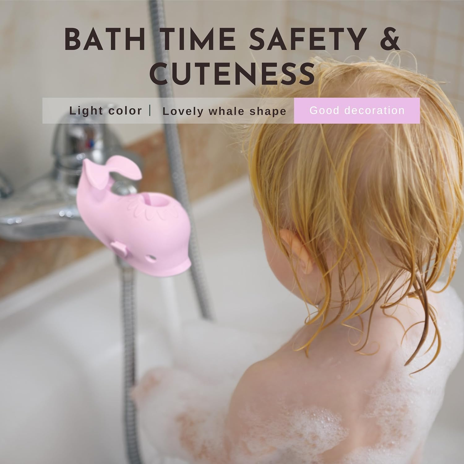 Bath Spout Cover for Bathtub - Bath Faucet Cover for Kids,Protects Baby from Bumping Head during Bathing Time Faucet Protective Cover Whale Design - Pastel Purple image number 3