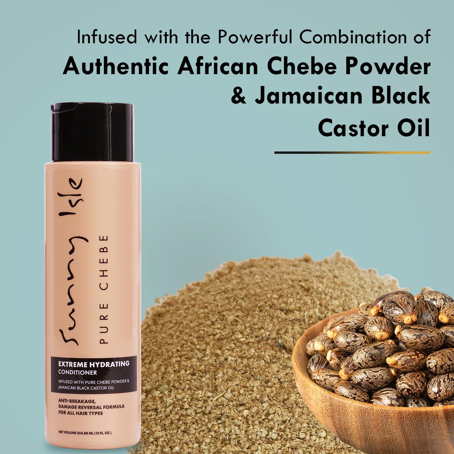 Sunny Isle Pure Chebe Extreme Hydrating Conditioner 12Oz, Anti-Breakage Formula, Infused with Pure Chebe Powder and Jamaican Black Castor Oil, All Hair Types image number 2