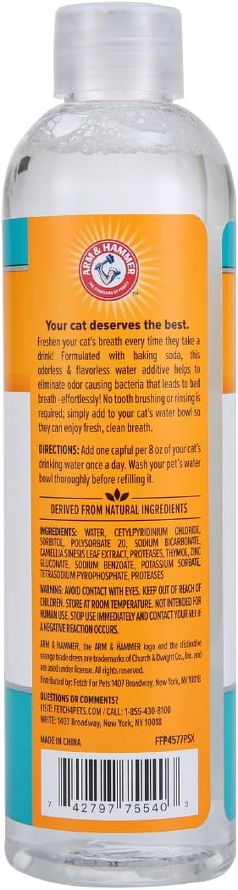 Arm & Hammer Odorless and Flavorless Fresh Breath Dental Water Additive for Cats 237 Ml image number 2