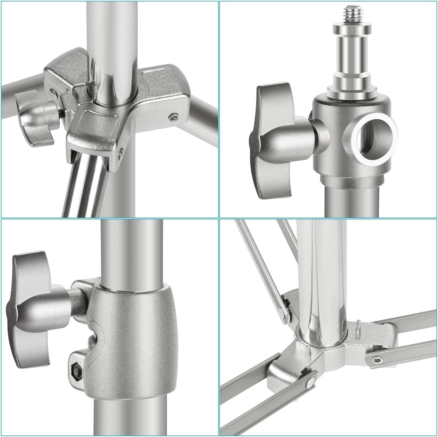 NEEWER 2PCS Light Stand Kit, 79"/200Cm Stainless Steel Heavy Duty Tripod Stand with 1/4" to 3/8" Adapter for Studio Softbox, Monolight, Reflector image number 3