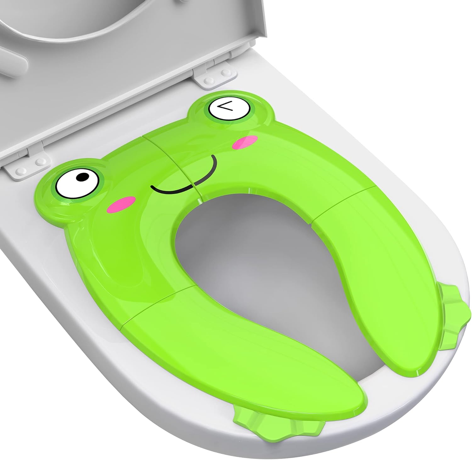 Maliton Travel Potty Seat for Toddler & Kid Travel, Portable Foldable Potty Seat with Storage Bag, Non-Slip Potty Training Toilet Seat Cover Wth Splash Guard (Aqua Green)