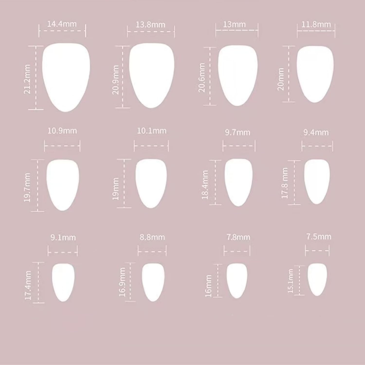 KAVI' S 24 Pcs Almond Stick on Nails, Glitter Pink Press on Nails Short Length, Stiletto Acrylic Gold Tip Fake Nails with Jelly Adhesive Tabs for Women Girls Nails Art