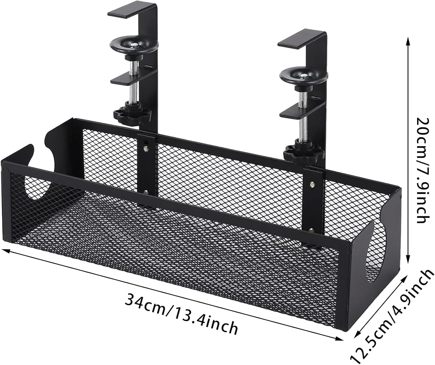 Under Desk Cable Management Tray - Easy Clamp Mount, No Drill Steel Organizer - Neat and Tidy Wire Storage for Home, Office, and Standing Desks (Black)