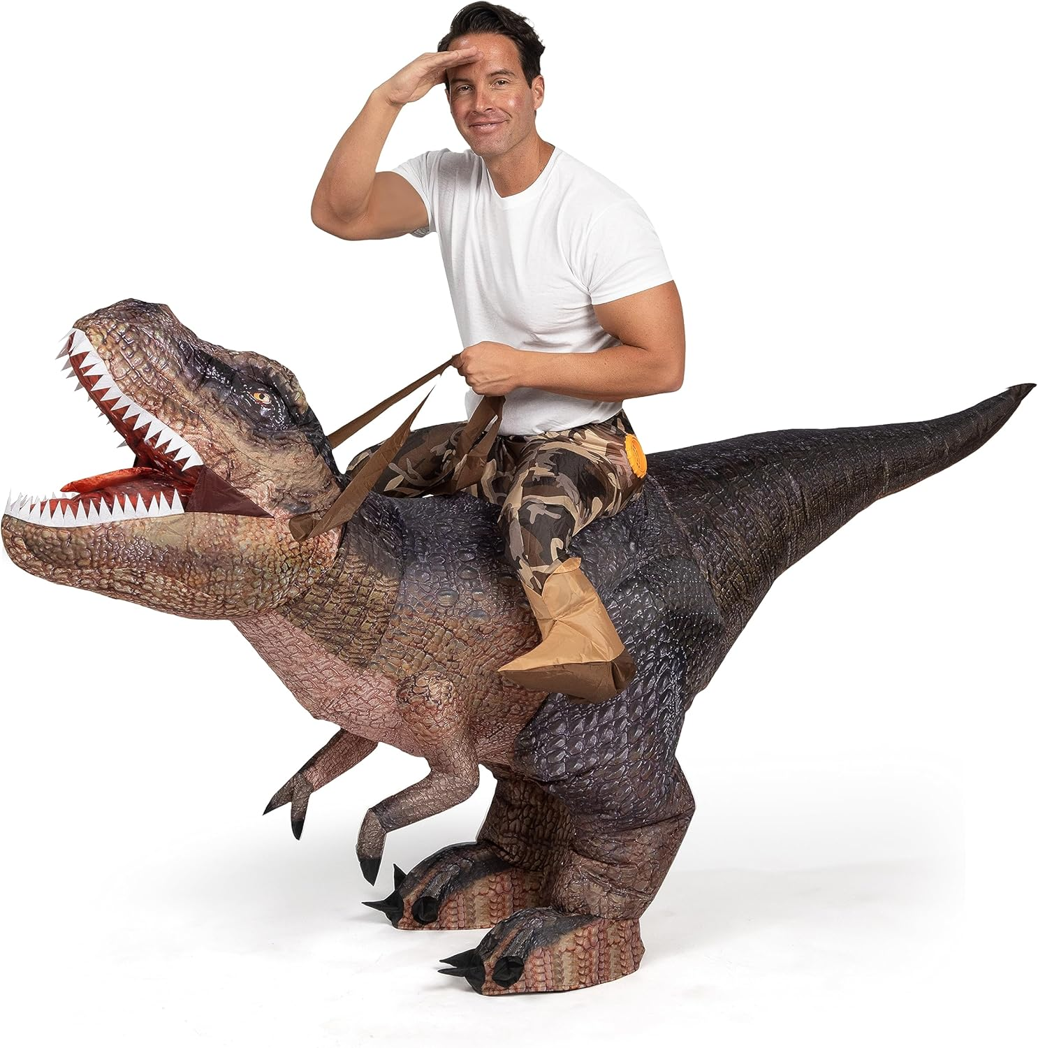 Spooktacular Creations Halloween Inflatable Costume,Dinosaur Ride-On T-Rex Blow up for Dressup image number 4