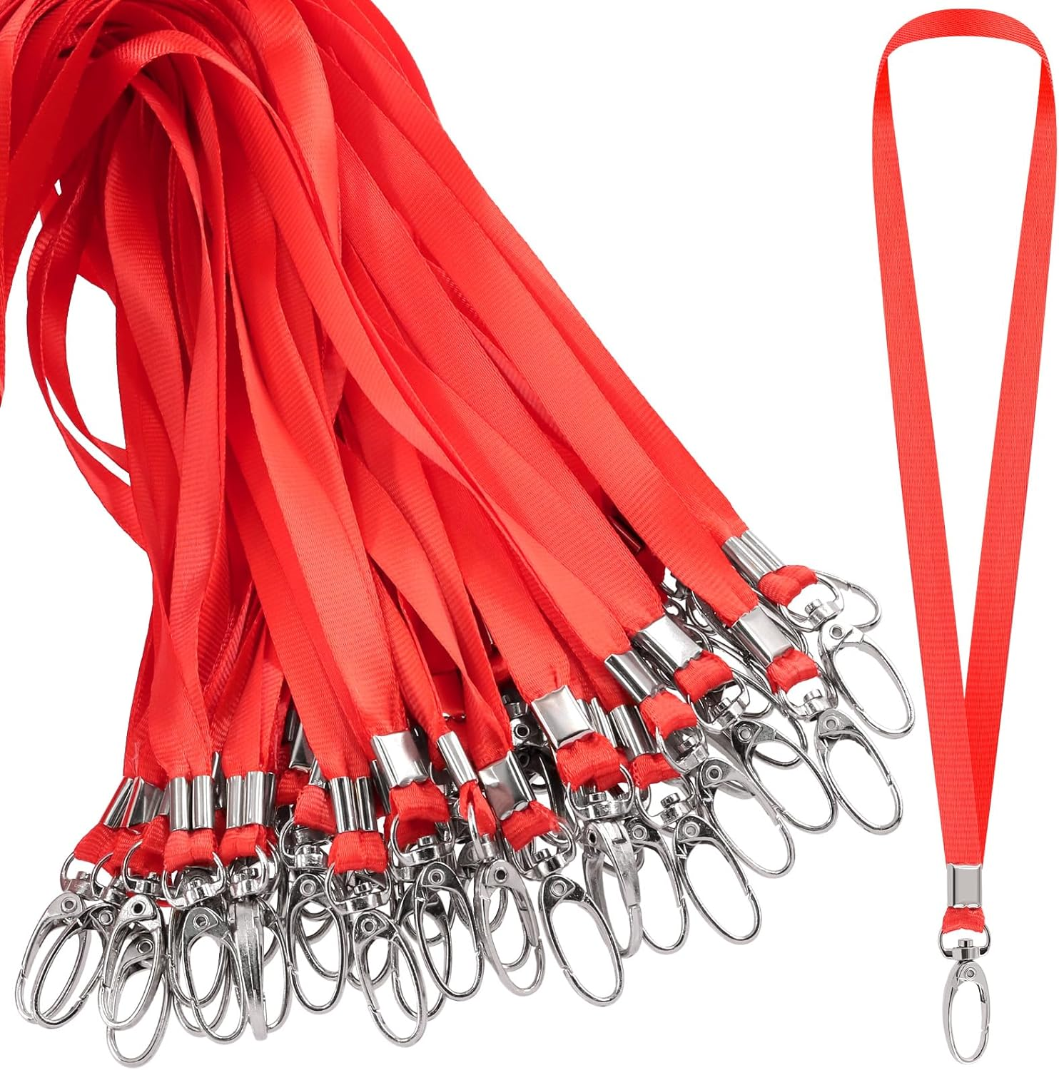 Glarks 50Pcs Lanyards Bulk Purple Lanyard Flat Nylon Clip Swivel Hooks ID Badges Lanyard with Clip for Office ID Badges Key Chains - Blue image number 5