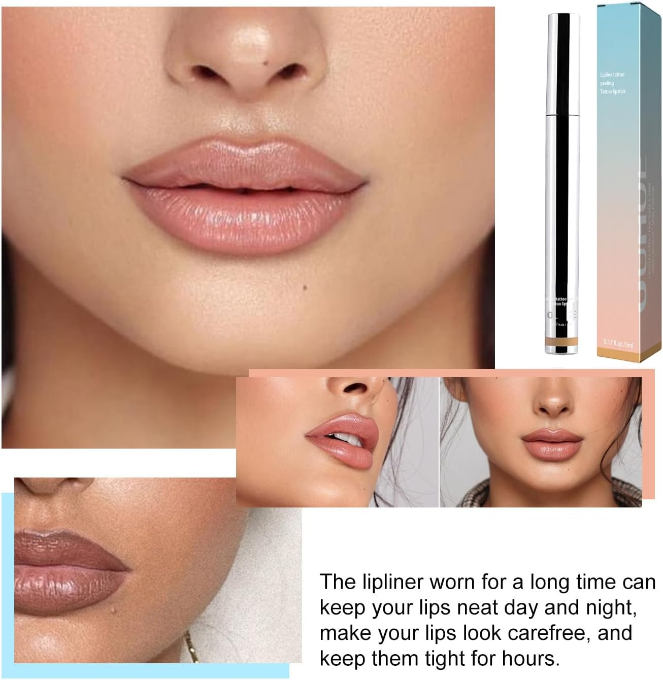 Peel off Lip Liner Stain Set-2Pcs Long Lasting Liquid Lipstick,Women Waterproof Highly Pigmented Matte Lip Gloss,Transfer Proof Lip Tint Peel off #03 Wine image number 2