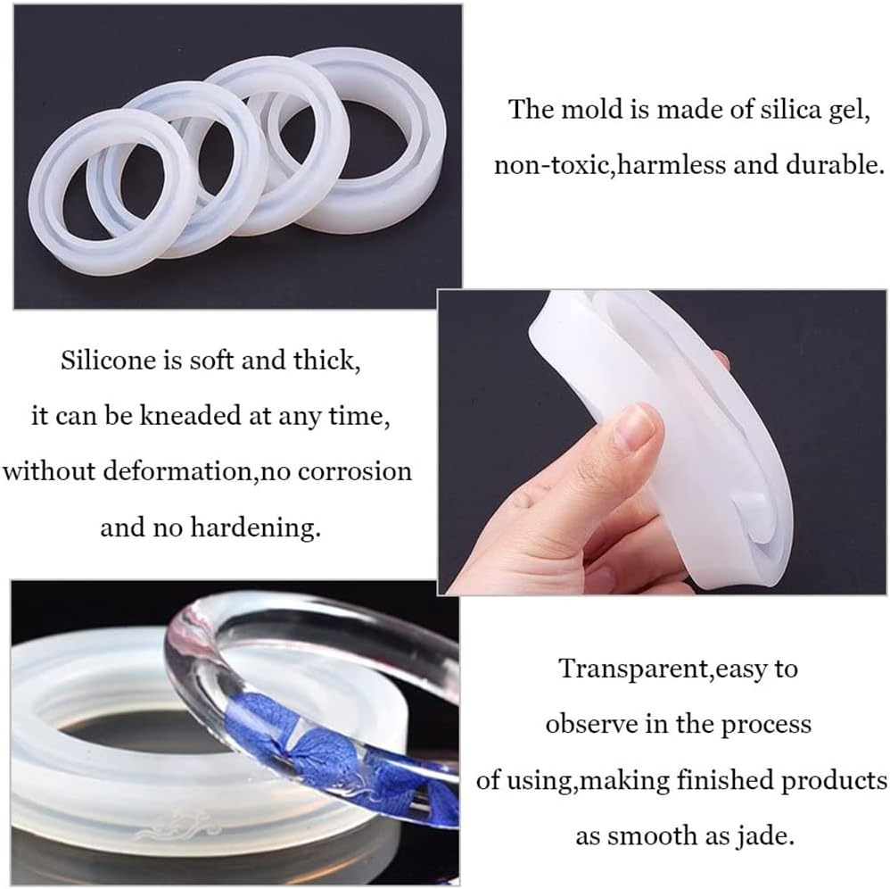 2X Silicone Mold Casting Mould DIY Bangle Jewelry Tool Kit Resin Bracelet Making 90Mm image number 4