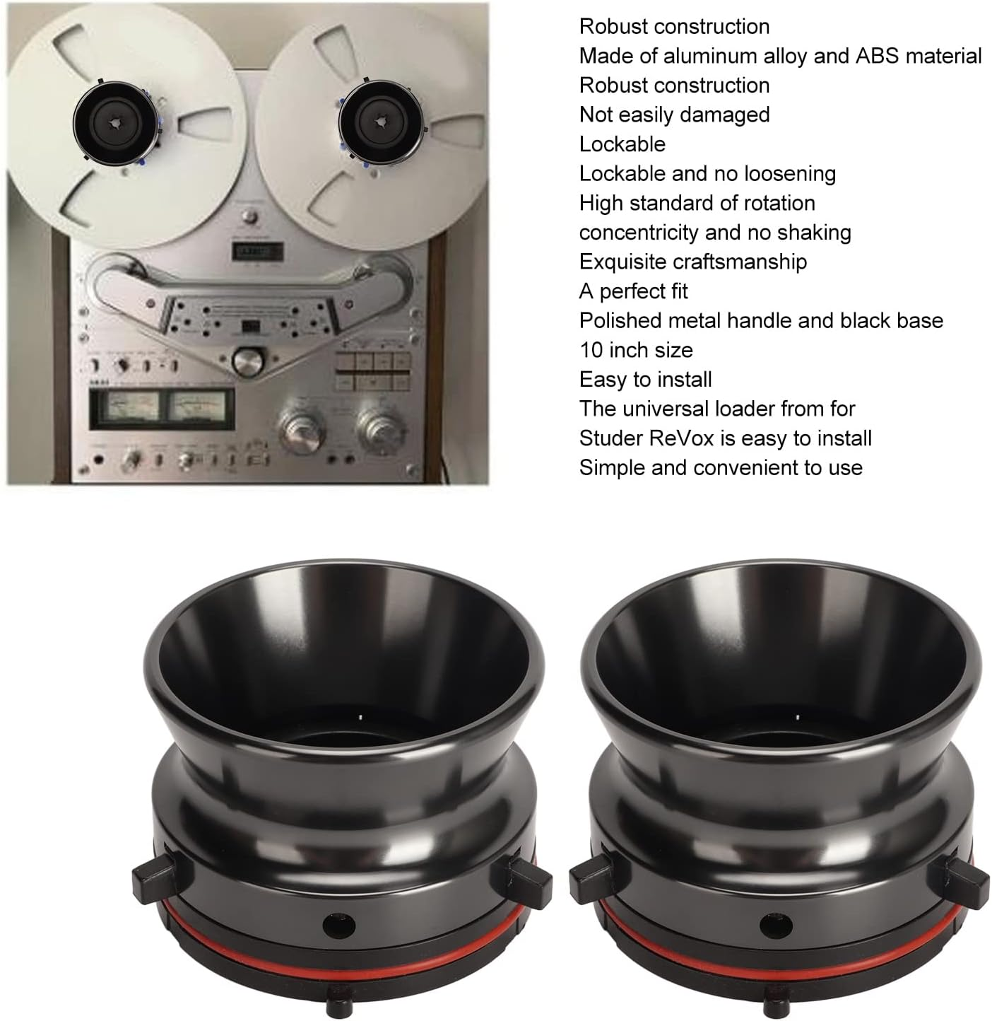 10 Inch Nab Hub Adapter for Studer,Professional Aluminum Alloy Opener with Polished Handle, Compatible with Reel to Reel Tape Recorders (Gray)