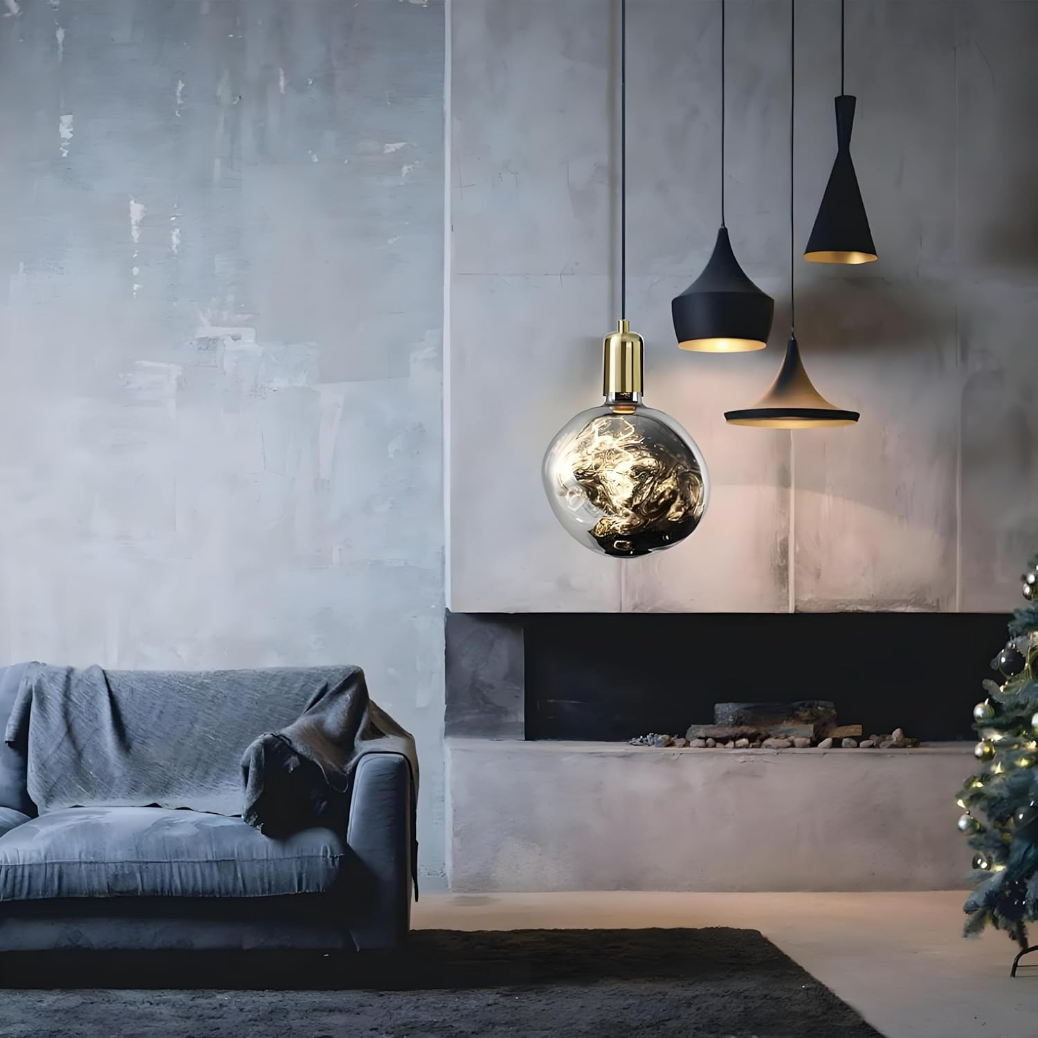 Vanpus Giant LED Decoration Bulb, 6W Dimmable 2700K Warm White, E27 Base, CRI 90+, Flicker-Free, Handmade Nickel-Plated Silver Look image number 2