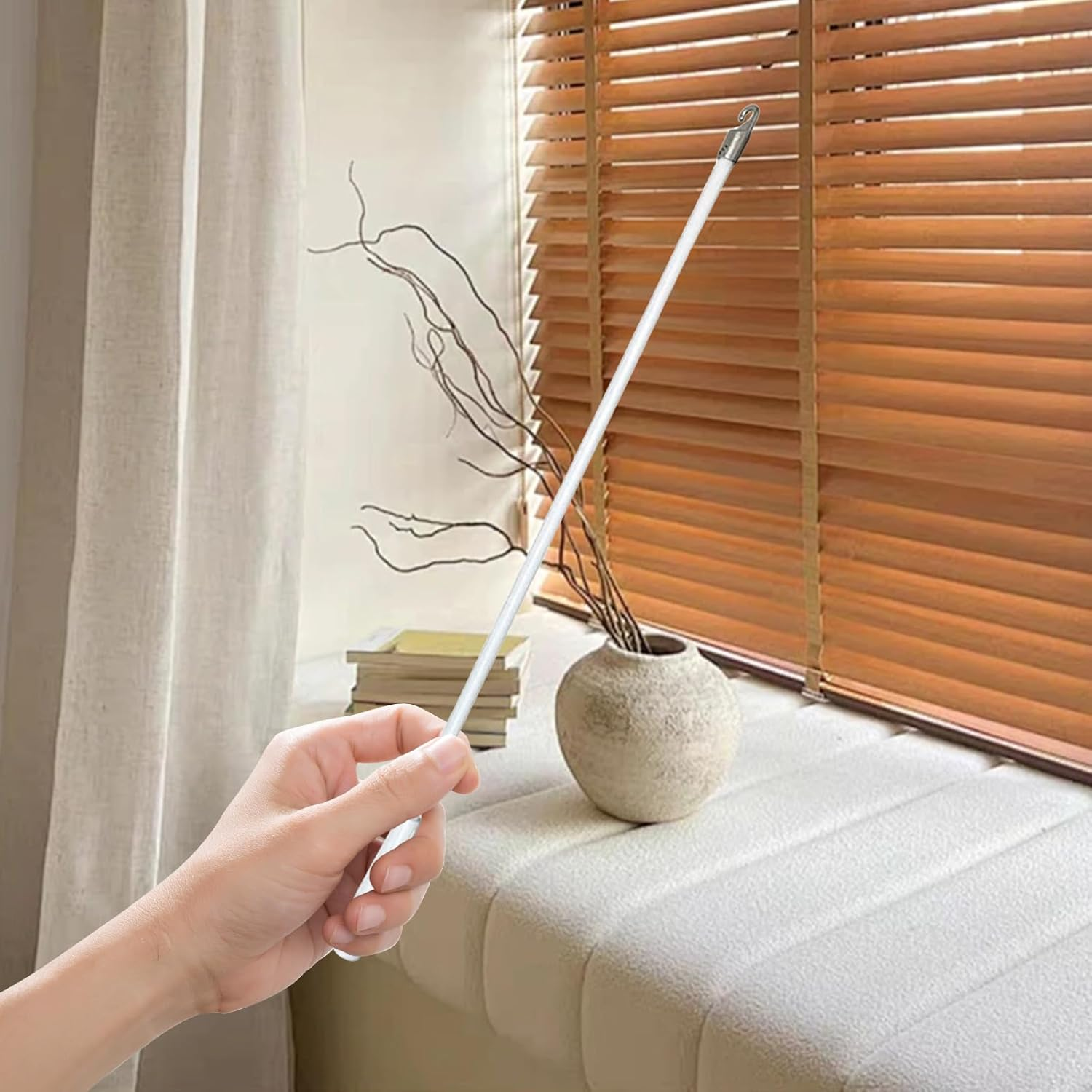 INCAUCA 4 Pack Blind Wand with Metal Hook, 12 Inch White Fiberglass Window Blind Tilt Wand, Vertical Blind Wand Control Replacement, Blind Rod Replacement, Blind Opener Stick - 6 Pack image number 4