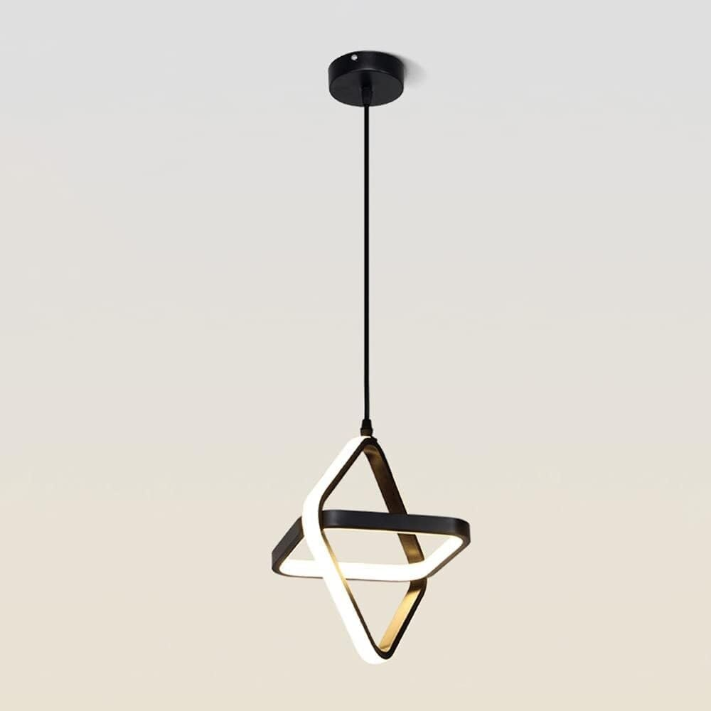 Modern Led Pendant Light,3-Color Dimmable Adjustable Hanging Chandelier for Dining Room Ceiling Lamp for Foyer Hallway Island Cafe-Black (Double Square-Black-New) image number 2