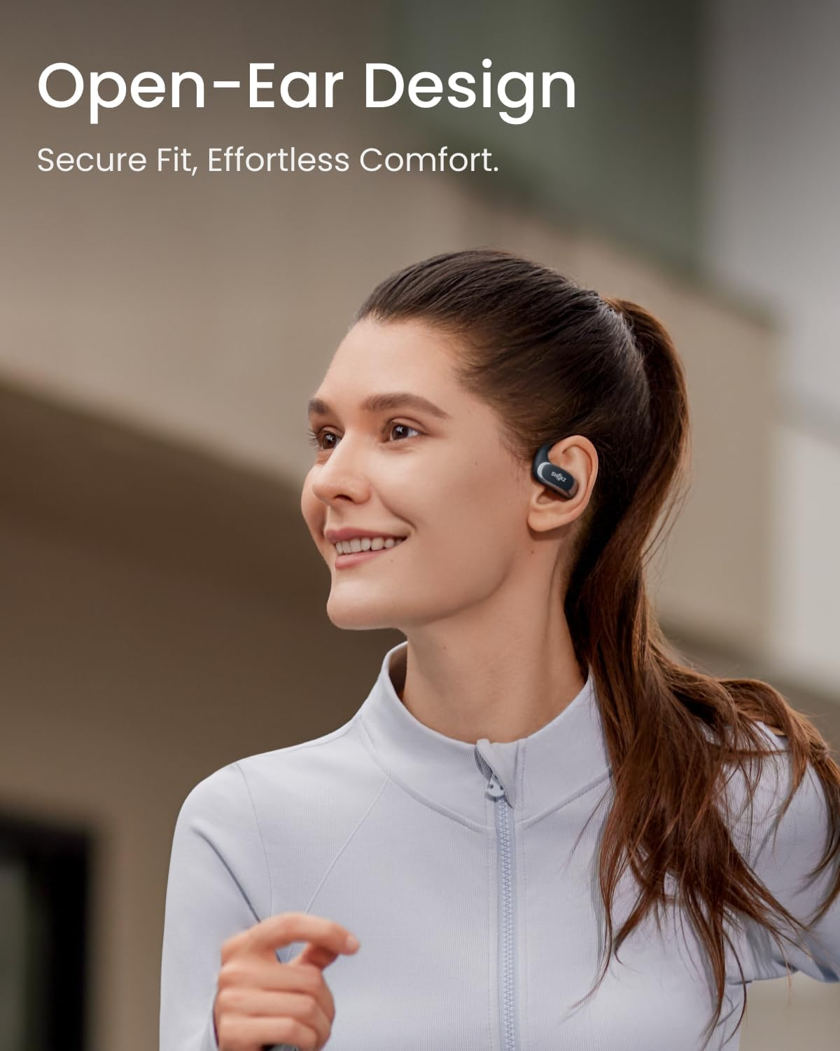 SHOKZ Openfit Air Open-Ear Headphones, True Wireless Bluetooth Earphones with Microphone, Earbuds with Air Earhook, Fast Charging, 28H Playtime, IP54 Waterproof for Workout - Black