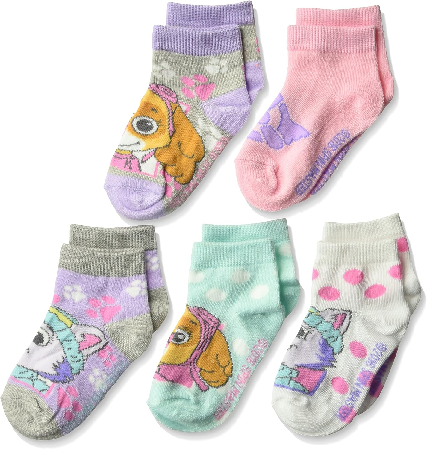 PAW Patrol Little Nickelodeon Girls 5 Pack Shorty Socks