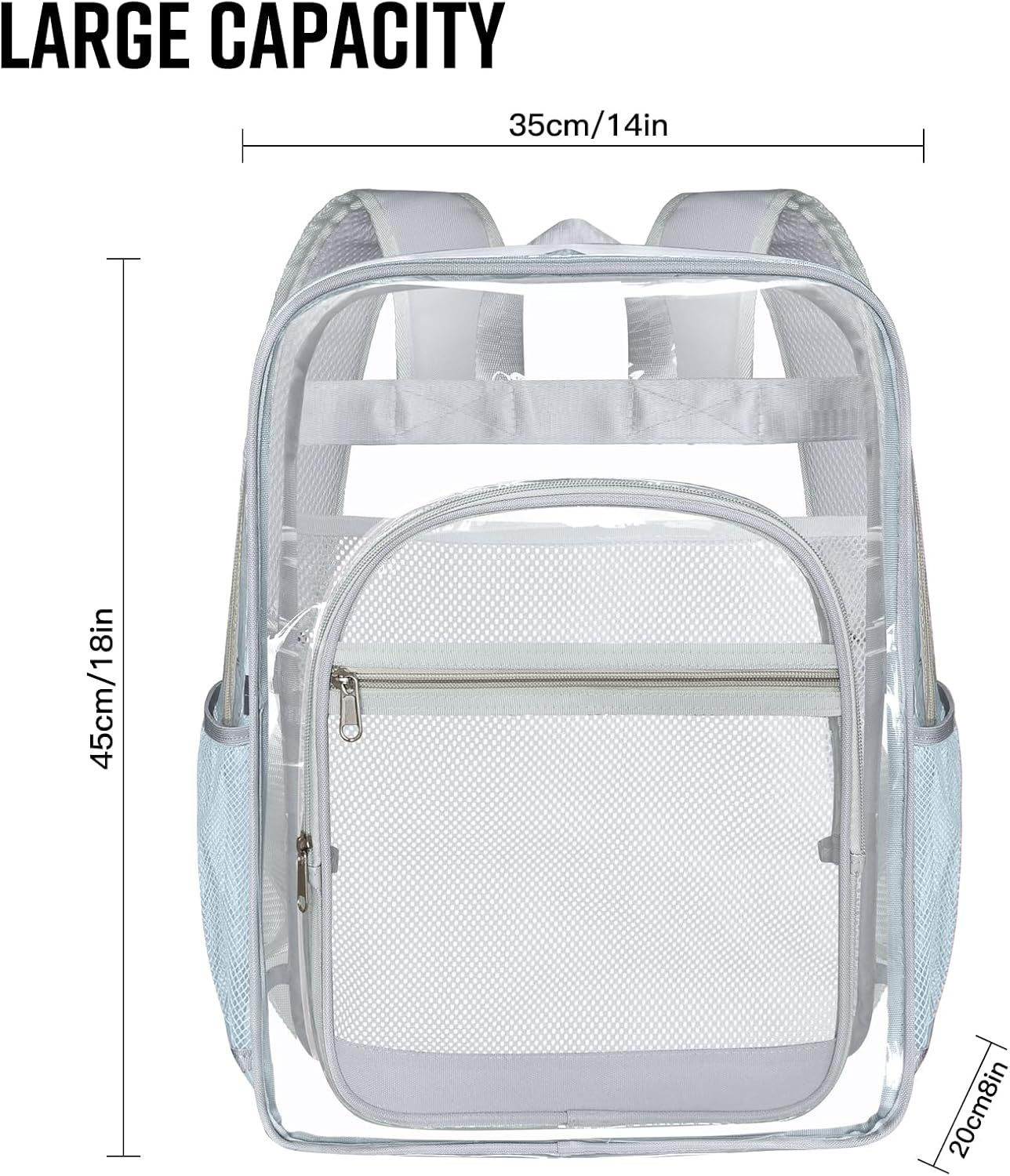 SDFGHG Clear Backpack,Sturdy Shape Heavy Duty Large Clear Backpack - Blue image number 4