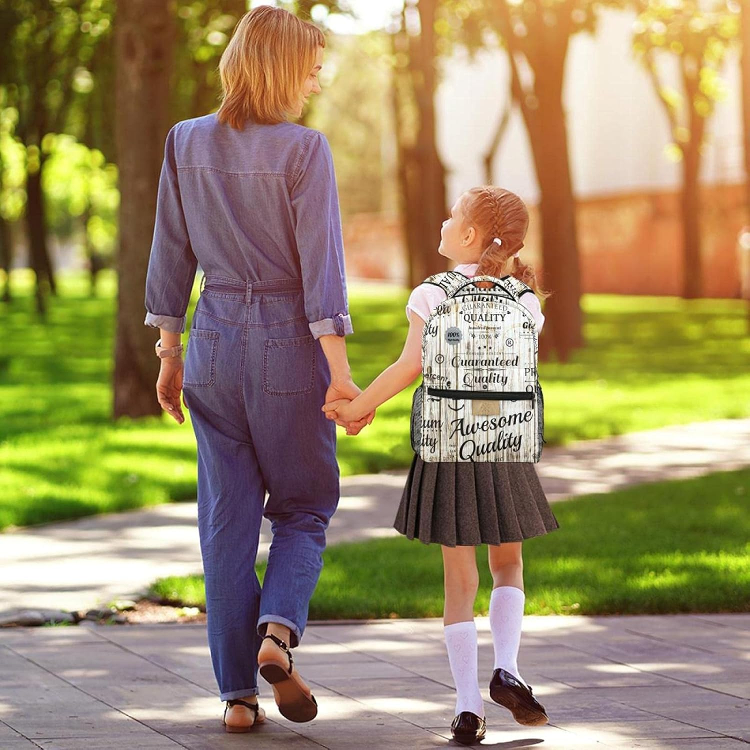 Nostalgic Wood Grain Words Backpack Students Shoulder Bags Travel Bag College School Tote Backpacks