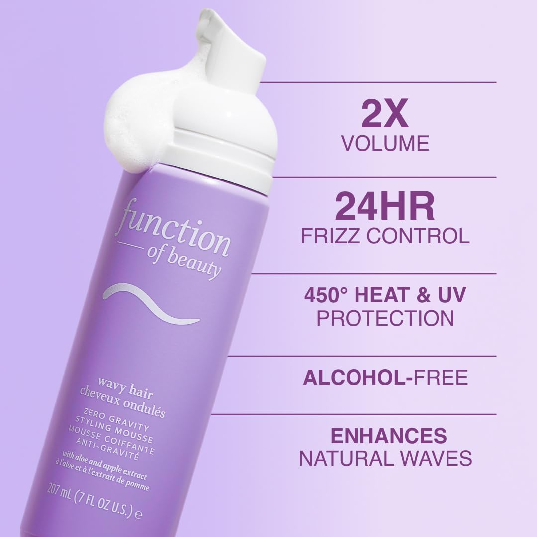 FUNCTION of BEAUTY Zero Gravity Styling Mousse, 7 Oz &ndash; Adds Volume + Defines Natural Waves, Frizz Control + Flexible Hold, Lightweight Feel, No Crunch or Stiffness, Heat Protection up to 450&deg;F image number 4