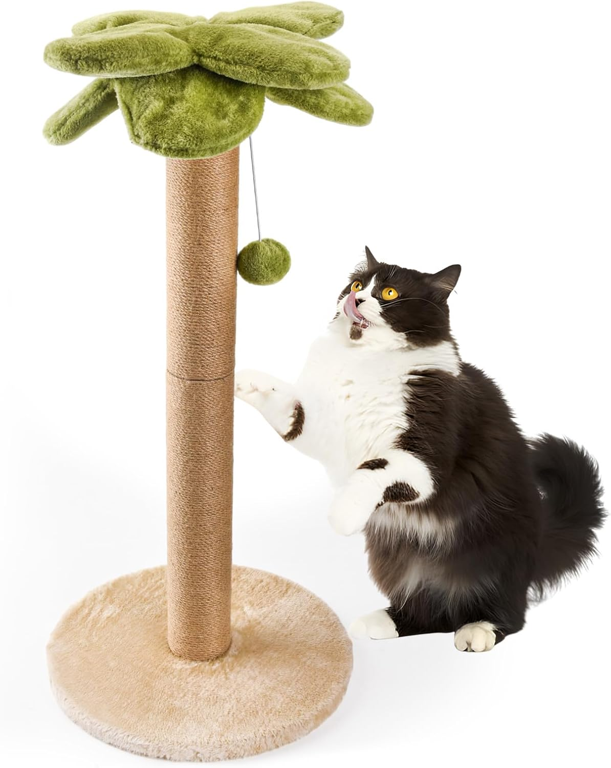 LIFLIX Palm Tree Cat Scratching Post, Sturdy 86Cm Tall Sisal Scratch Post with Interactive Dangling Ball, Cute Cat Scratcher for Indoor Adult Cats image number 2