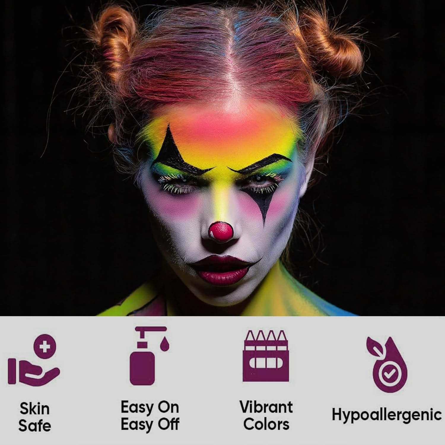 Face Body Paint Palette with 20 Vibrant Colors,Professional Long Lasting Non Toxic Oil Based Makeup for Halloween Carnival Cosplay Theatre Party Face Painting image number 2