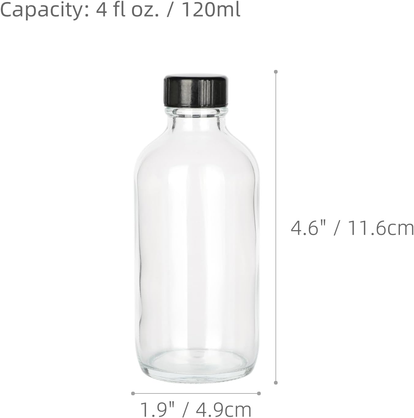 Magic Season Boston round Glass Bottles (Transparent/ 120 Ml with Caps / 12 Pcs) image number 5