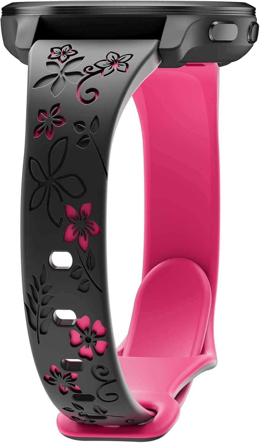 18Mm Floral Engraved Slim Band Compatible with Garmin Venu 3S/Venu 2S/Vivoactive 4S/Vivomove 3S/Venu 4 41Mm/Forerunner 255S/Forerunner 265S,Soft Silicone Cute Embossed Flower Strap for Men