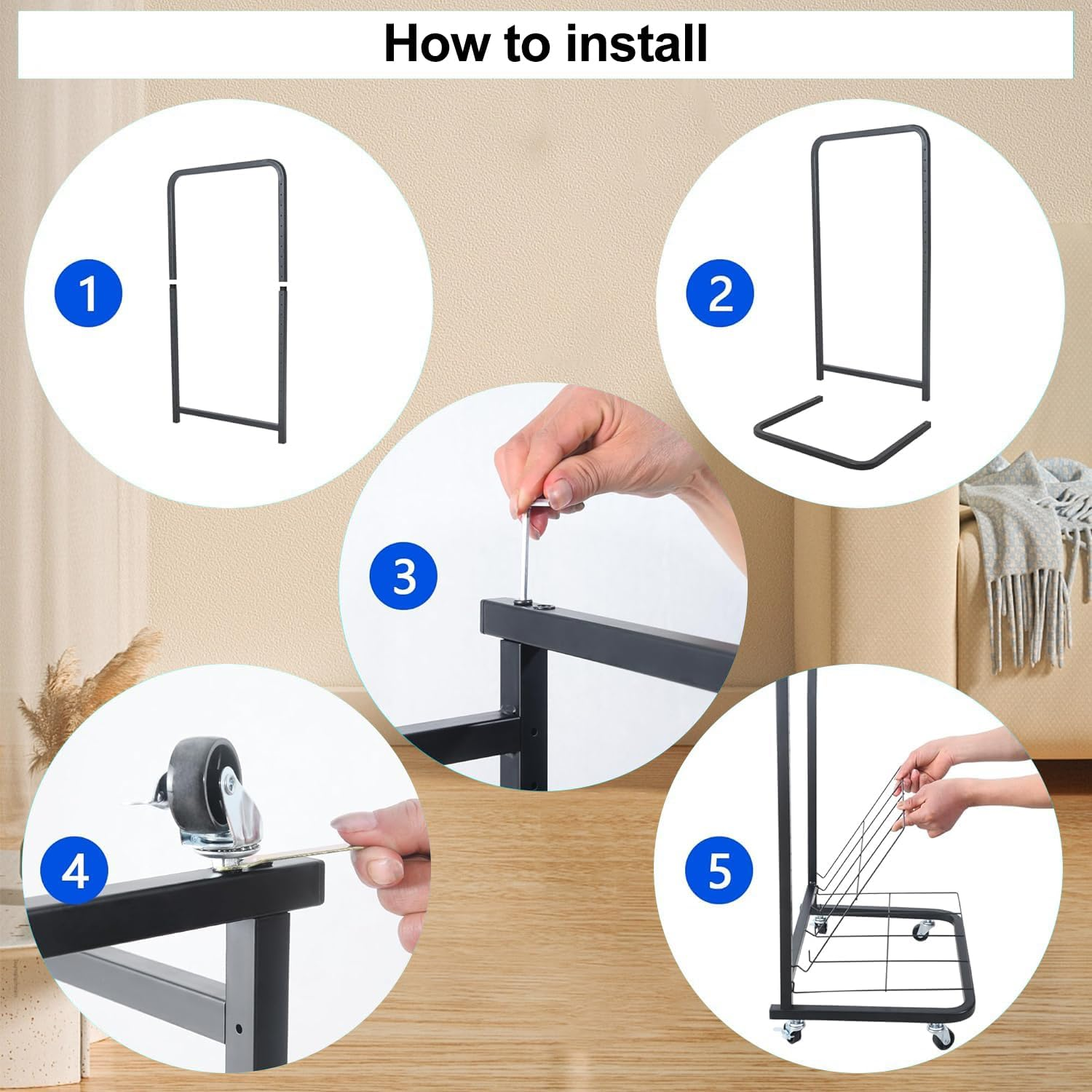 HOOMFIT Portable Art Storage Rack,Painting Drying Rack, 18 Removable Shelves Art Drying Rack with Lockable Wheels image number 5