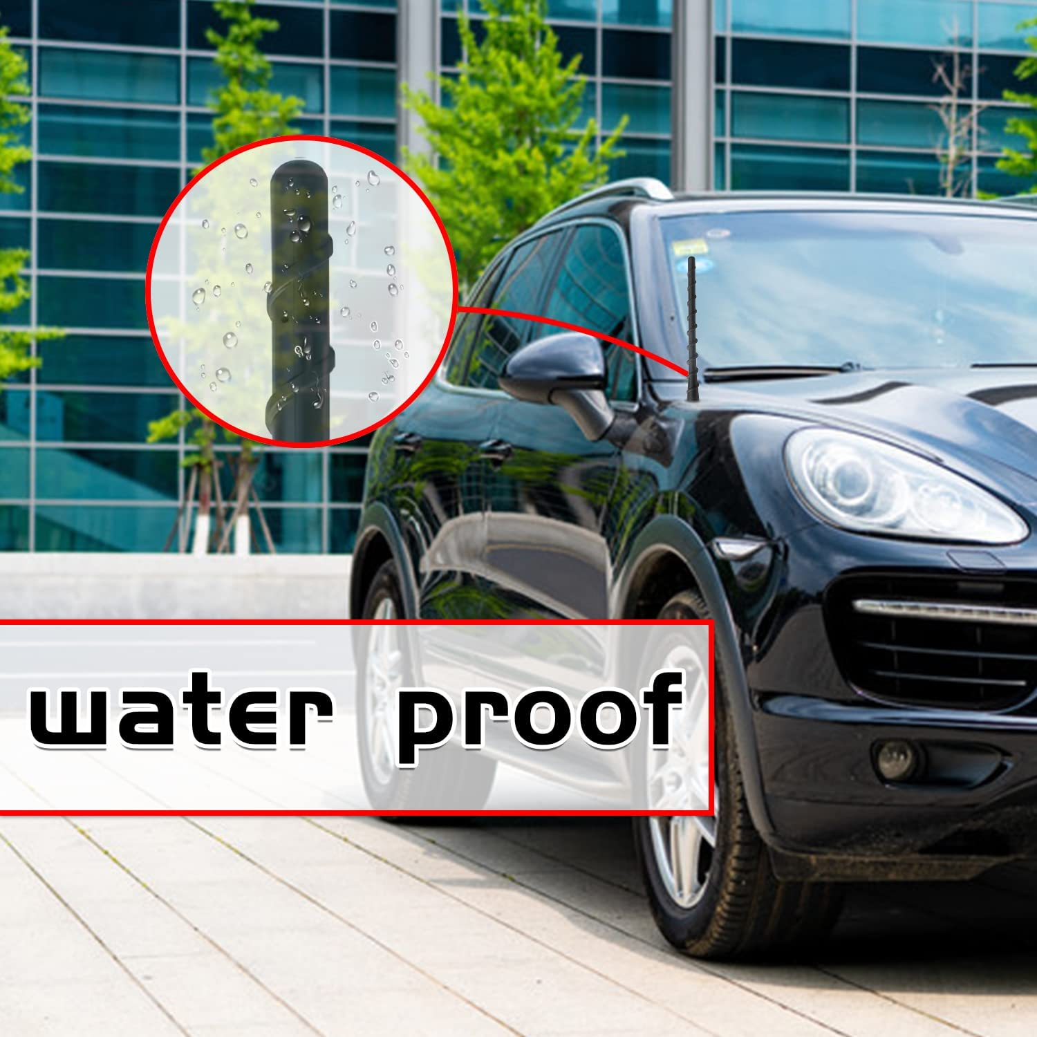 Black Spiral Car Antenna,7 in Car Radio Aerial Mast,Replacement Car Roof Mount Aerial Compatible with Jeep Wrangler JK JL JLU JKU Gladiator JT 2007-2022,Replacement, Jeep AM/FM Radio Reception