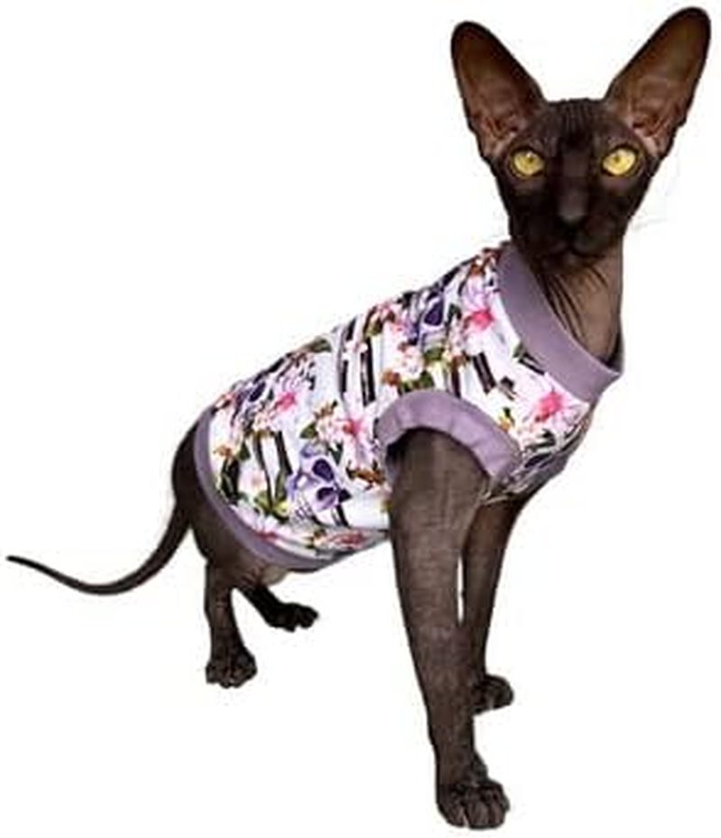 Kotomoda Purple Skull Cat T-Shirt for Sphynx and Naked Cats (Small)