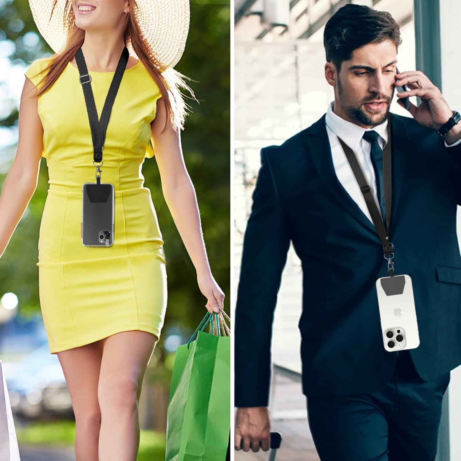 Phone Lanyard-2&times; Adjustable Neck Strap,2&times; Phone Patches,H HOME-MART Universal Cell Phone Lanyard Mobile Phone Lanyard Multifuctional Patch Lanyards Compatible with Most Smartphones